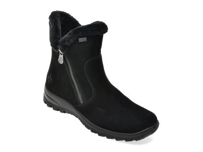 Ghete RIEKER negre, L7162, din piele intoarsa