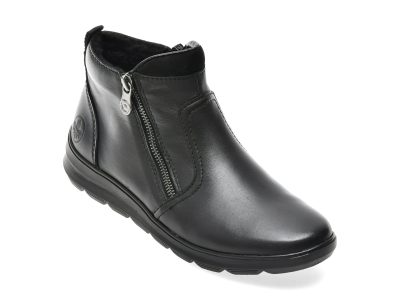 Ghete RIEKER negre, Z0060, din piele naturala