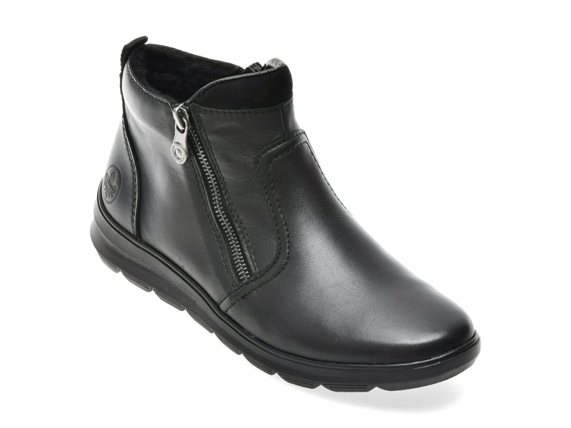 Ghete RIEKER negre, Z0060, din piele naturala