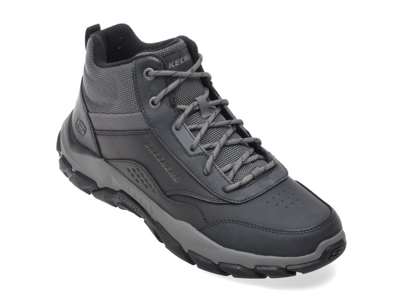 Ghete SKECHERS gri, SANTORO, din piele naturala