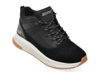 Ghete SKECHERS negre, BOBS SQUAD 4, din material textil si piele naturala