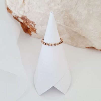 Inel cromatic - Model cu lant impletit cu Zirconii - Argint 925 placat cu Aur Roz 18K