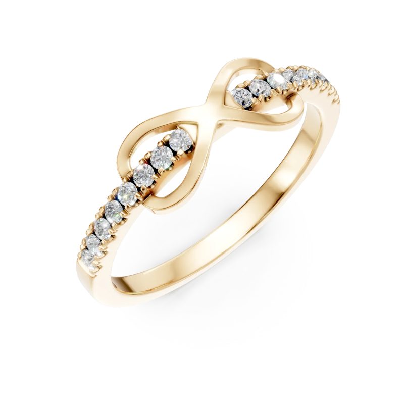 Inel cu infinit din aur galben cu diamante de 0.1ct