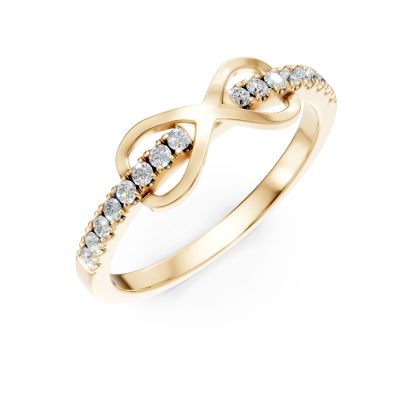 Inel cu infinit din aur galben cu diamante de 0.1ct