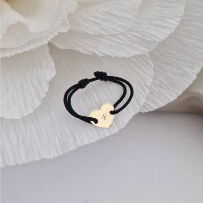 Inel cu snur reglabil - Inima mea - Aur Galben 14K