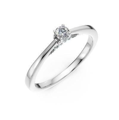 Inel de logodna din aur alb cu diamant de 0.07ct si diamante de 0.1ct