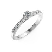 Inel de logodna din aur alb cu diamant de 0.14ct si diamante de 0.16ct