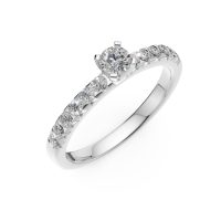 Inel de logodna din aur alb cu diamant de 0.25ct si diamante de 0.25ct
