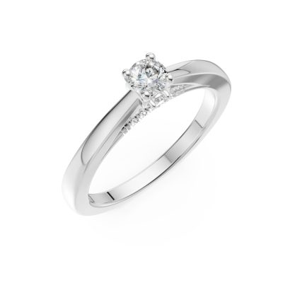 Inel de logodna din aur alb cu diamant de 0.4ct si diamante de 0.05ct