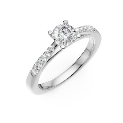 Inel de logodna din aur alb cu diamant de 0.4ct si diamante de 0.15ct