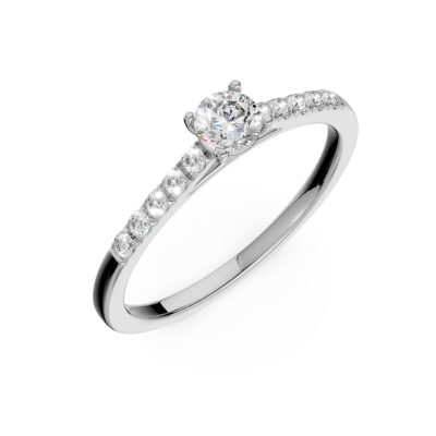 Inel de logodna din aur alb cu diamant de 0.5ct si diamante de 0.1ct