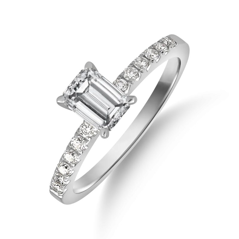 Inel de logodna din aur alb cu diamant de 0.9ct si diamante de 0.19ct
