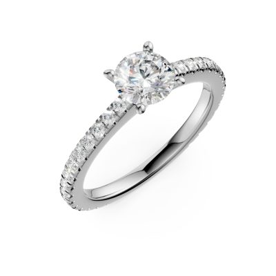 Inel de logodna din aur alb cu diamant de 1ct si diamante de 0.46ct