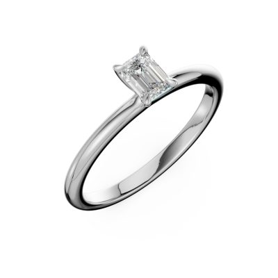 Inel de logodna din aur alb cu diamant emerald solitaire de 0.3ct