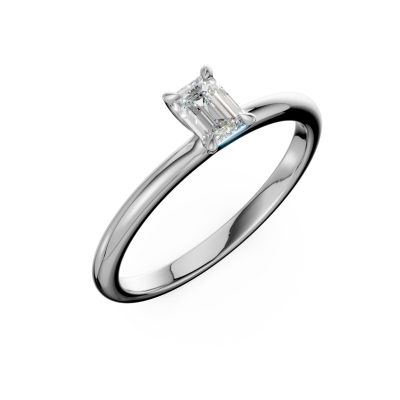 Inel de logodna din aur alb cu diamant emerald solitaire de 0.4ct