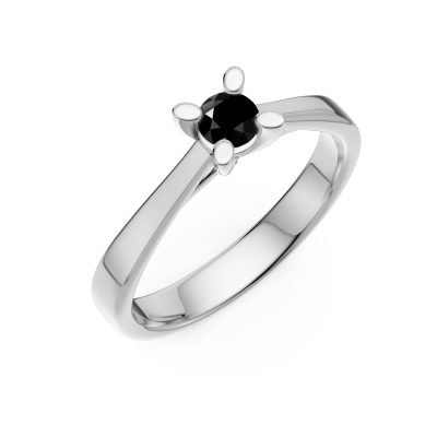 Inel de logodna din aur alb cu diamant negru de 0.2ct