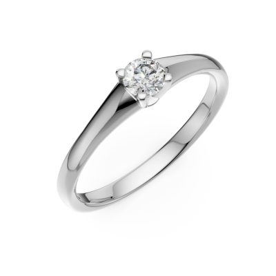 Inel de logodna din aur alb cu diamant solitaire de 0.1ct