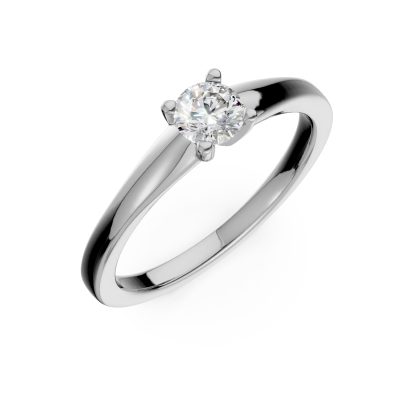 Inel de logodna din aur alb cu diamant solitaire de 0.2ct