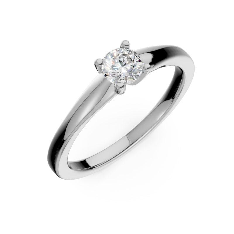 Inel de logodna din aur alb cu diamant solitaire de 0.2ct