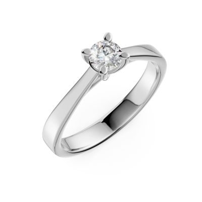 Inel de logodna din aur alb cu diamant solitaire de 0.3ct