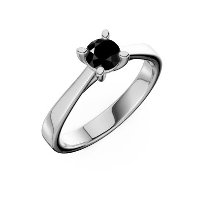 Inel de logodna din aur alb cu diamant solitaire negru de 0.4ct