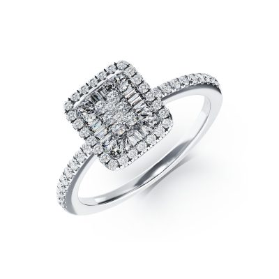 Inel de logodna din aur alb cu diamante de 0.28ct