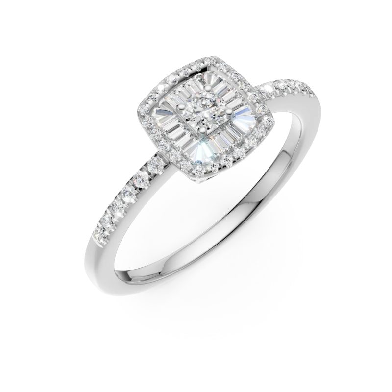 Inel de logodna din aur alb cu diamante de 0.3ct