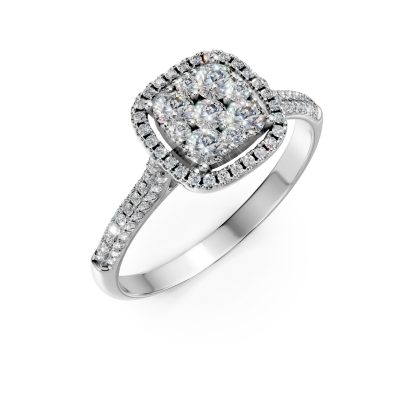 Inel de logodna din aur alb cu diamante microsetting de 0.6ct