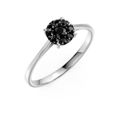 Inel de logodna din aur alb cu diamante negre de 0.3ct