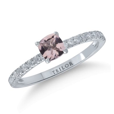 Inel de logodna din aur alb cu morganit de 0.48ct si diamante de 0.33ct