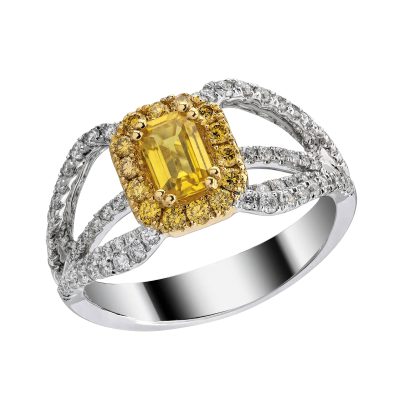Inel de logodna din aur alb cu pietre pretioase de 1.4ct