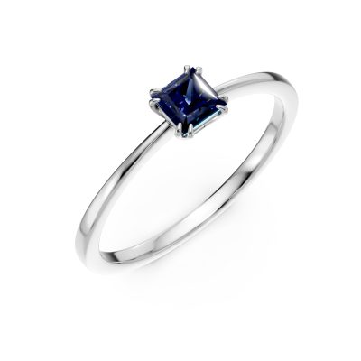 Inel de logodna din aur alb cu safir princess de 0.4ct