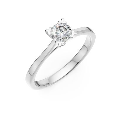 Inel de logodna din aur alb cu un diamant solitaire de 0.16ct