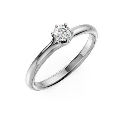 Inel de logodna din aur alb cu un diamant solitaire de 0.19ct