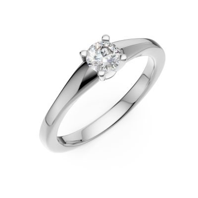Inel de logodna din aur alb cu un diamant solitaire de 0.19ct