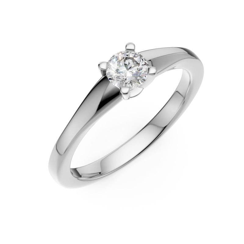 Inel de logodna din aur alb cu un diamant solitaire de 0.19ct