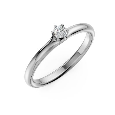 Inel de logodna din aur alb cu un diamant solitaire de 0.1ct