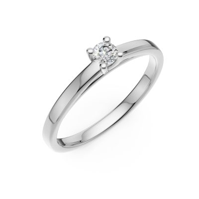 Inel de logodna din aur alb cu un diamant solitaire de 0.24ct