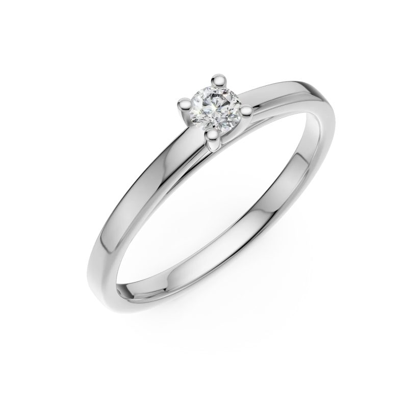 Inel de logodna din aur alb cu un diamant solitaire de 0.24ct