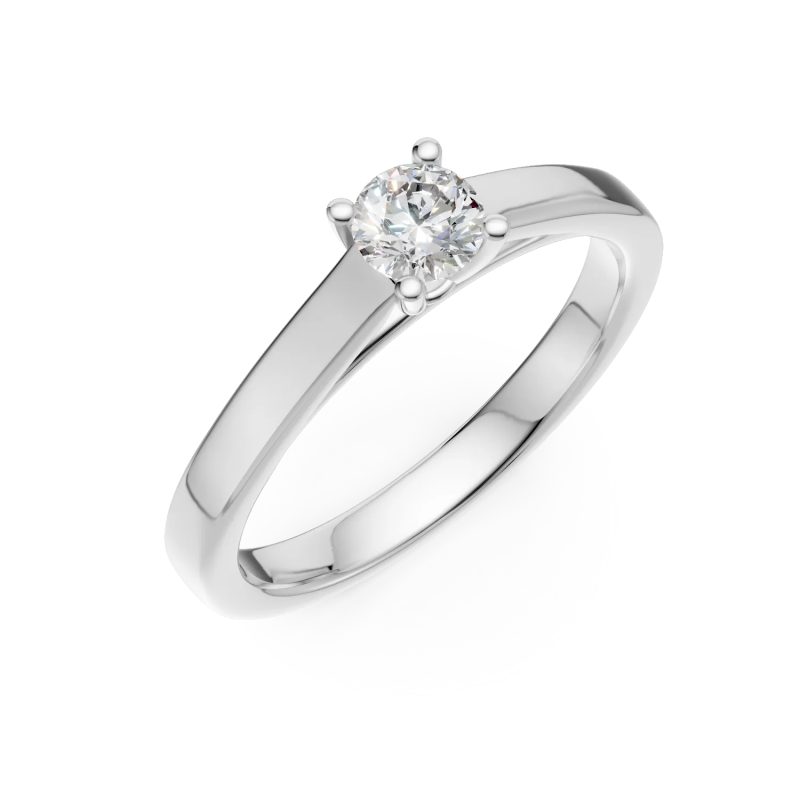 Inel de logodna din aur alb cu un diamant solitaire de 0.24ct