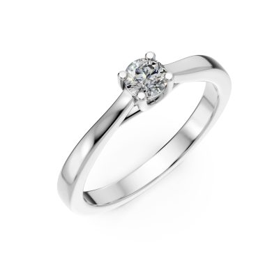 Inel de logodna din aur alb cu un diamant solitaire de 0.25ct