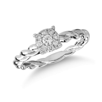 Inel de logodna din aur alb cu un diamant solitaire de 0.26ct