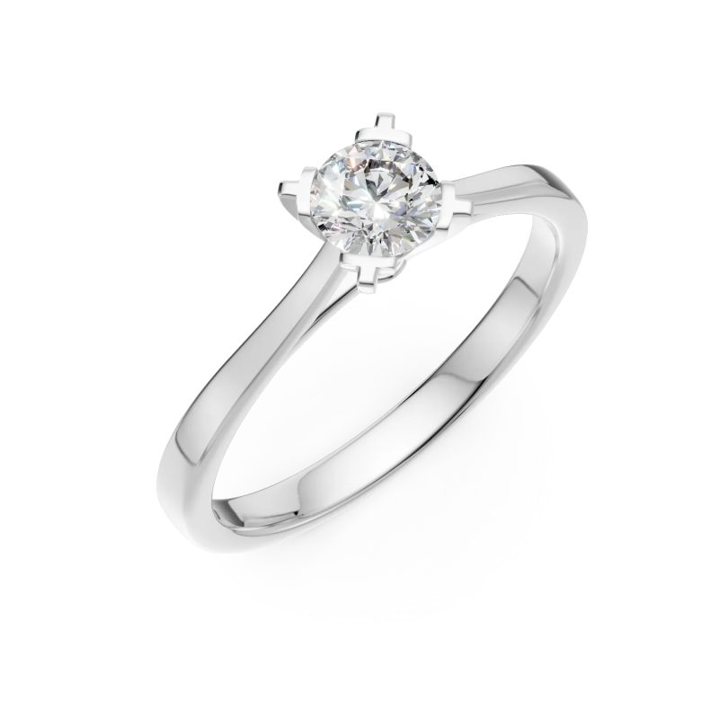 Inel de logodna din aur alb cu un diamant solitaire de 0.26ct