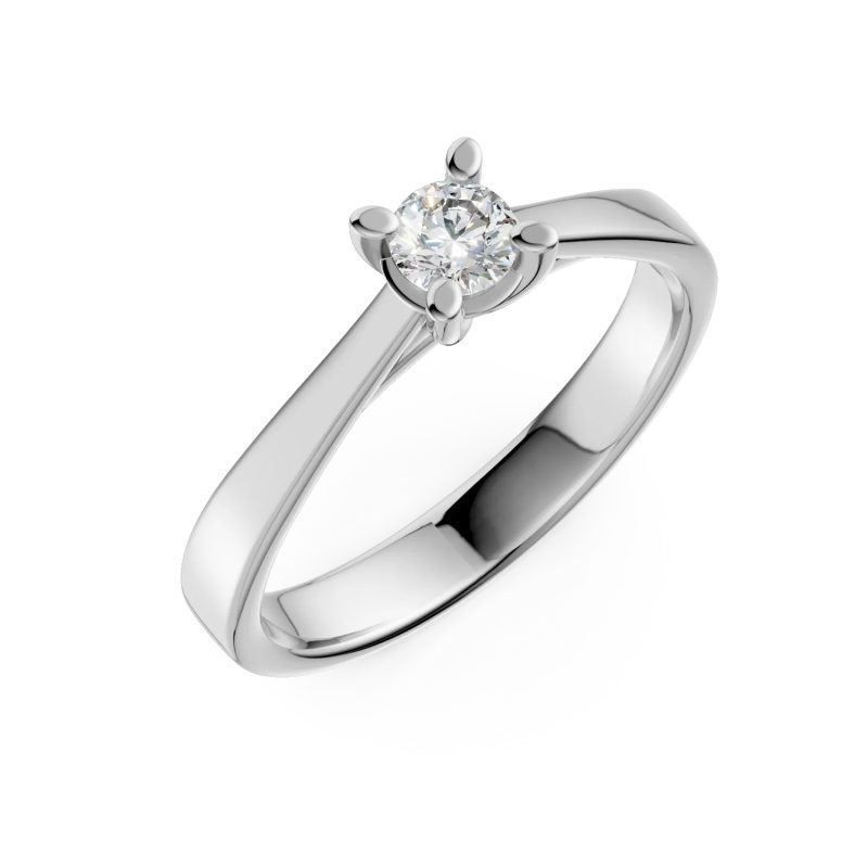 Inel de logodna din aur alb cu un diamant solitaire de 0.2ct