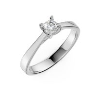 Inel de logodna din aur alb cu un diamant solitaire de 0.2ct