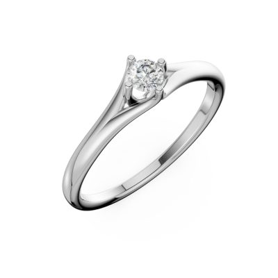 Inel de logodna din aur alb cu un diamant solitaire de 0.2ct