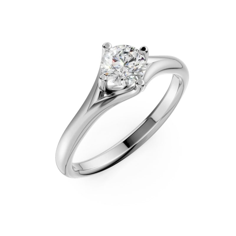 Inel de logodna din aur alb cu un diamant solitaire de 0.2ct
