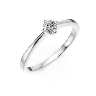 Inel de logodna din aur alb cu un diamant solitaire de 0.2ct