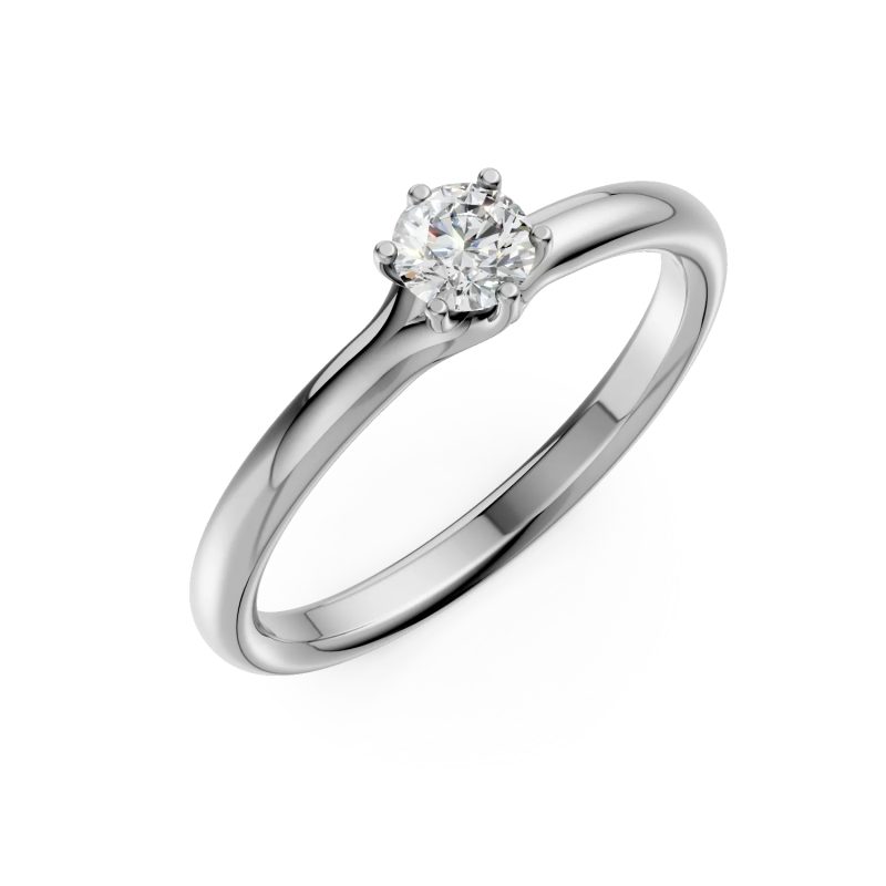 Inel de logodna din aur alb cu un diamant solitaire de 0.2ct