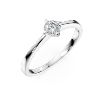 Inel de logodna din aur alb cu un diamant solitaire de 0.2ct